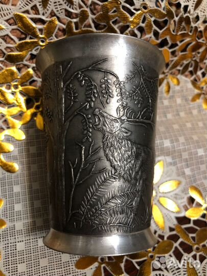 Стакан № 18. Старинный оловянный стакан 