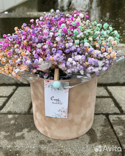 Букет из радужной гипсофилы