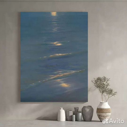 Красивая картина маслом синее море