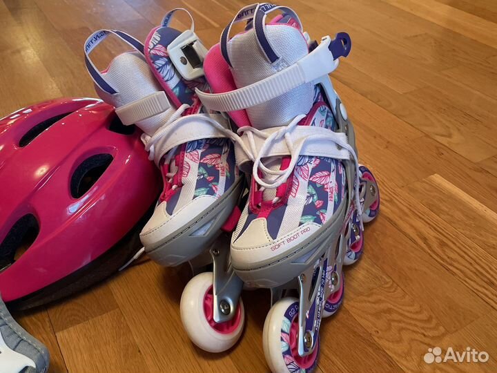 Ролики детские новые раздвижные, шлем и защита