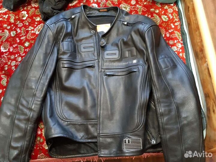 Мотокуртка кожаная мужская icon