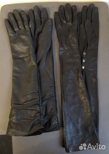 Перчатки кожа ягненка Италия высокие зима и осень