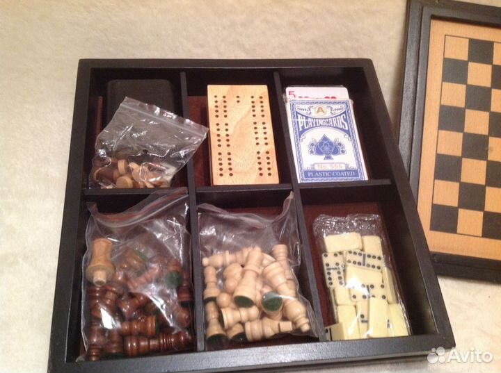 Шахматы, нарды, домино, карты. Сувенир, 4 в 1