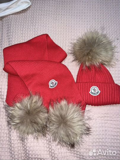 Детская шапка с шарфом комплект Moncler