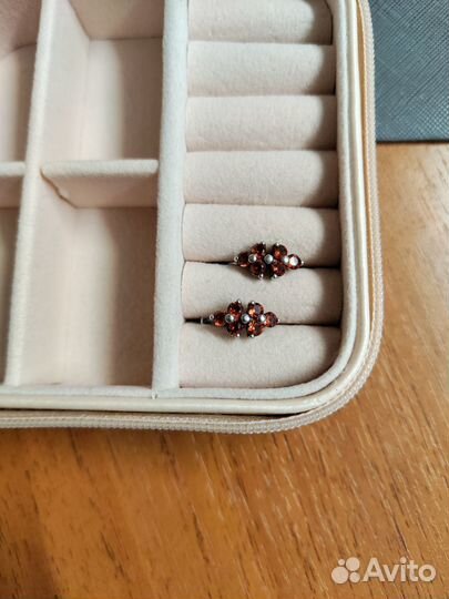 Серьги из серебра с фианитом, гранатом, аметистом