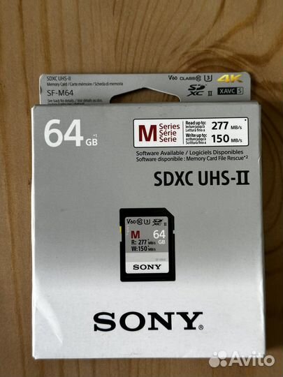 Карта памяти Sony sdxc 64GB