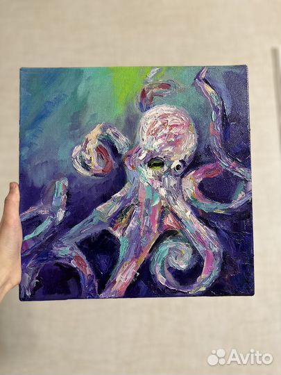 Картина маслом интерьерная осьминог