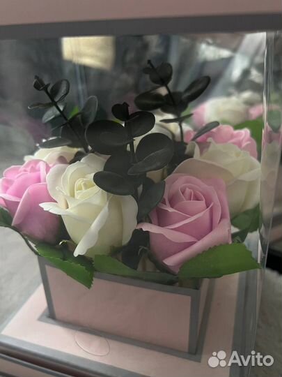 Мыльные розы в коробке 9 штук / 8 марта