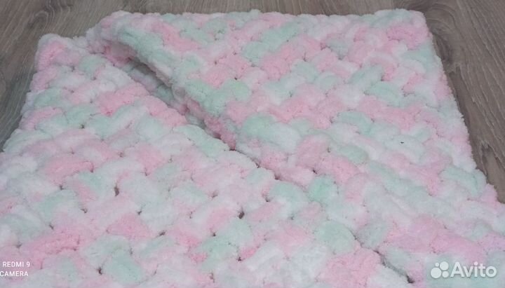 Плед детский вязаный новый