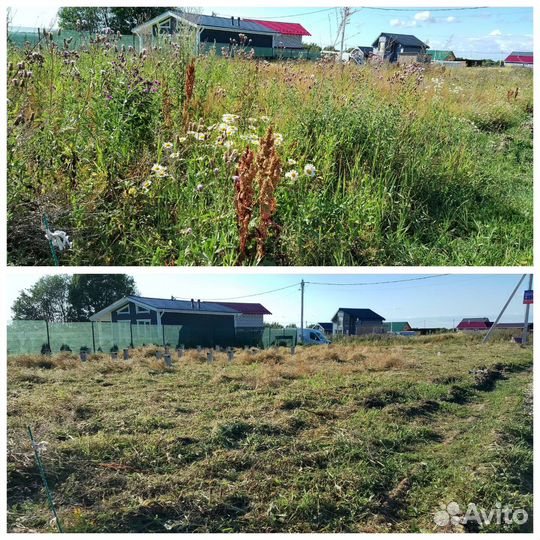 Покос травы триммером