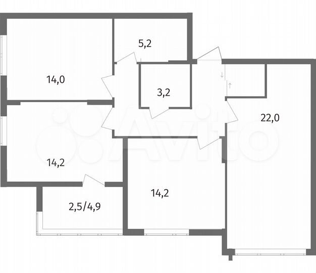 3-к. квартира, 86,5 м², 2/12 эт.
