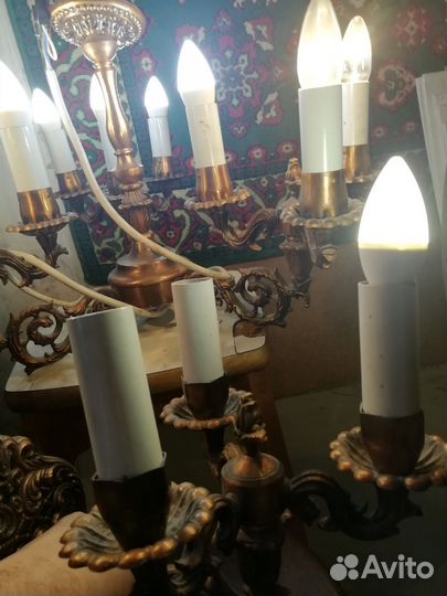 Люстра потолочная бронза + бра настенный