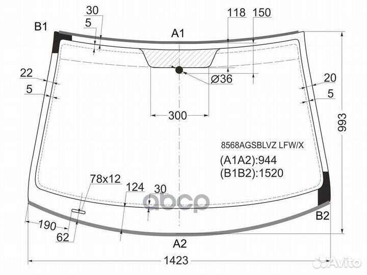 Стекло лобовое volkswagen golf V 3/5D HBK 03-05