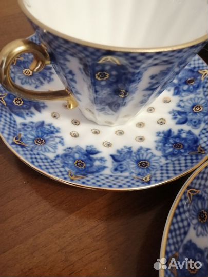 6 Чашек с блюдцеми, фарфоровые лфз