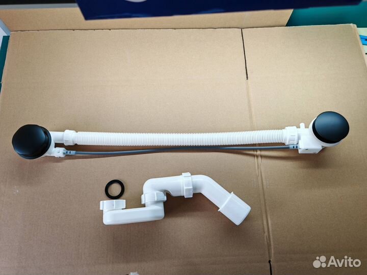 Слив-перелив для ванны (полуавтомат) черный мат