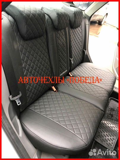 Чехлы Ford Focus 2 из экокожи чёрные Ромб