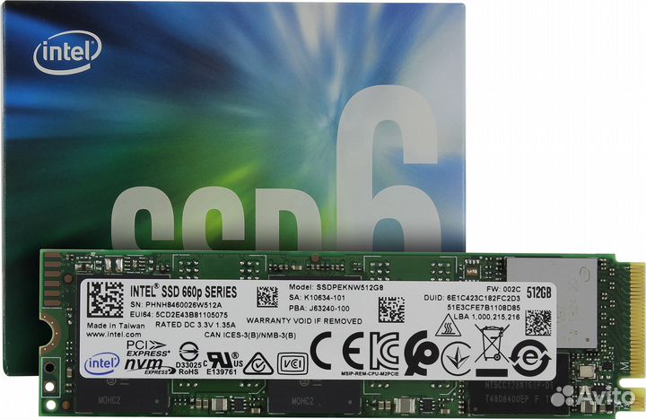 Твердотельный накопитель SSD Intel 660p 512Gb