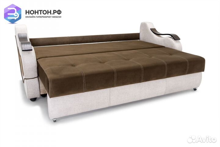 Диван еврокнижка Дублин бежевый / коричневый