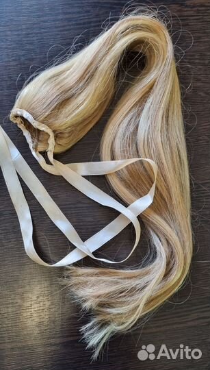 Накладной хвост из натуральных волос