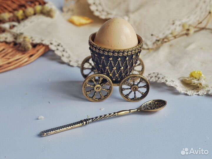 Солонка + ложка бронза винтаж