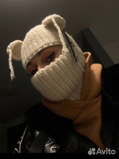 Балаклава теплая шапка с ушками