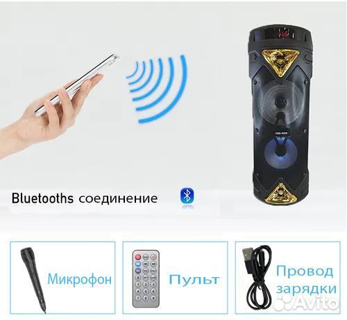 Большая колонка ZQS 6203 с микрофоном