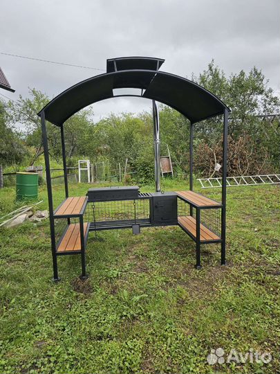 Мангал беседка с печью под казан 4мм