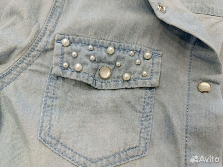 Джинсовая рубашка для девочки, размер 134