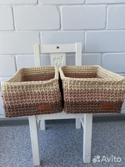 Корзинка из трикотажной пряжи интерьер