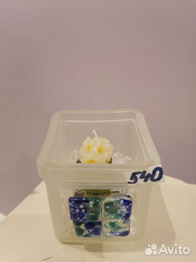 Свеча цветок в стеклянном горшочке