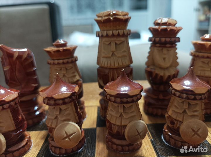 Шахматы ручной работы, дерево, шпон