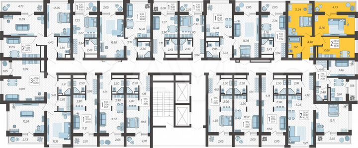 2-к. квартира, 48,4 м², 16/19 эт.