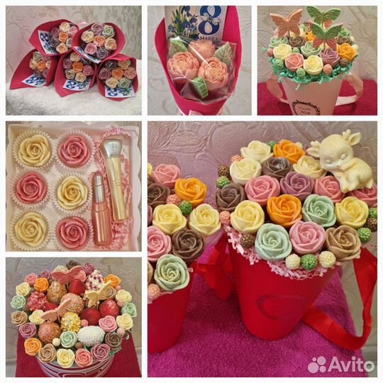 Шоколадные и клубничные букеты