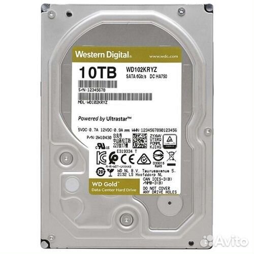 Жесткий диск WD Original sata-III 10Tb Gold (7200rpm) 256Mb 3.5 (WD102kryz)