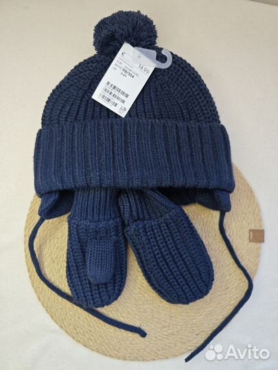 Шапочка и варежки hm 98/104, новые