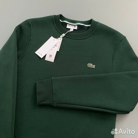 Свитшот lacoste зеленый с начесом