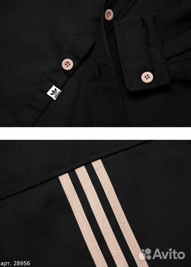 Коуч Adidas черный с полосками на спине