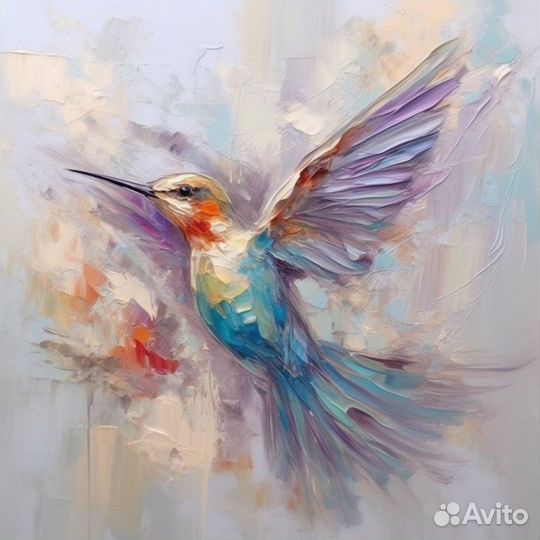 Картина маслом на холсте для интерьера птица