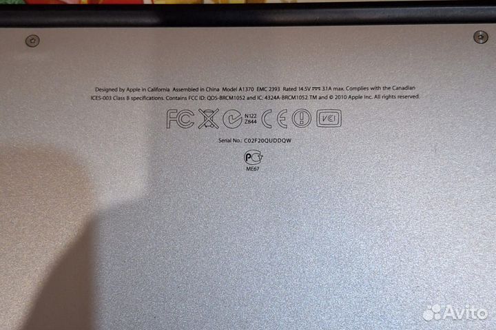 Apple MacBook Air модель: А1370