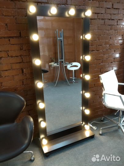 Гримерное зеркало 180/80 с лампочками на подставке