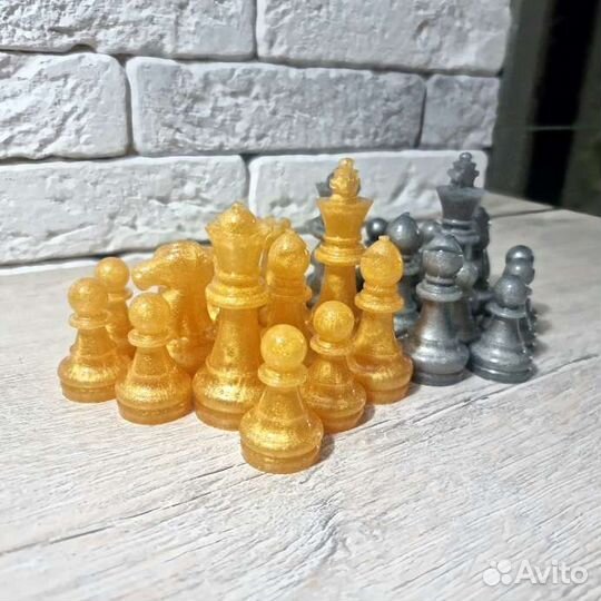 Шахматы ручной работы без доски из смолы