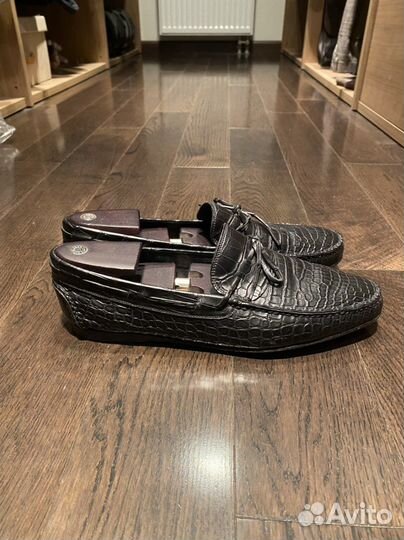 Мокасины Hermes из крокодила+деревянные колодки