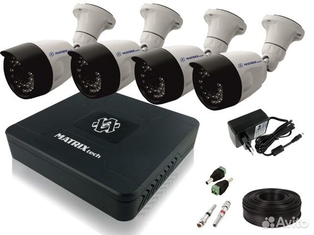 Видеонаблюдение. Комплект из 4 уличных 2мп камер