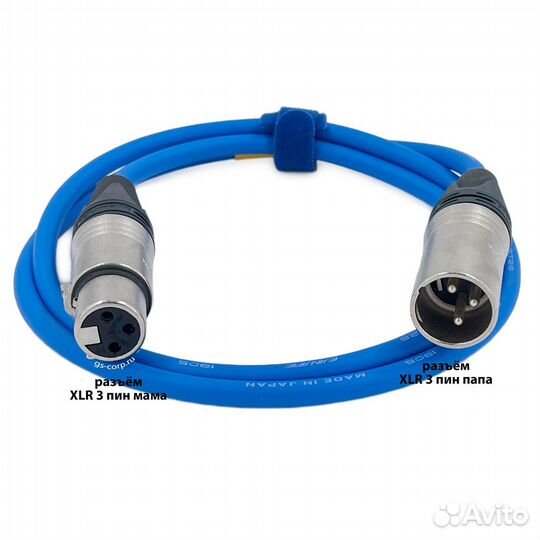 Новый XLR3F-XLR3M blue 1 метр GS-PRO балансный мик