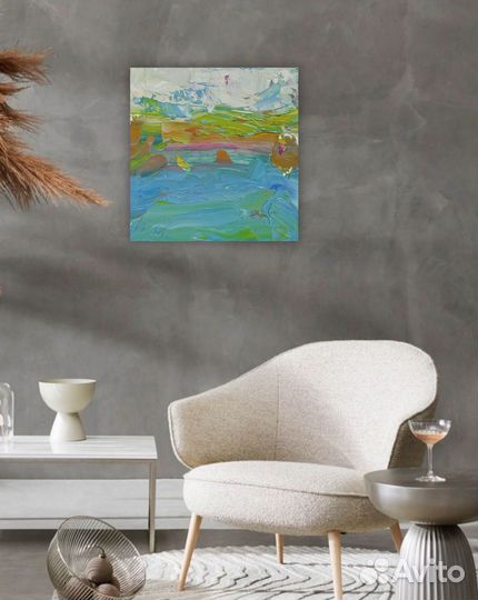 Картина маслом Пейзаж-миниатюра Картон 10х10х0.2см