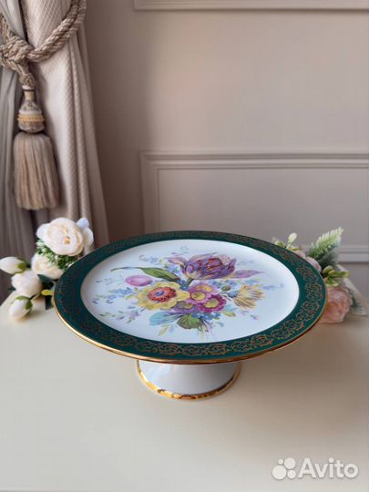 Антикварное шикарное блюдо для торта / десерта