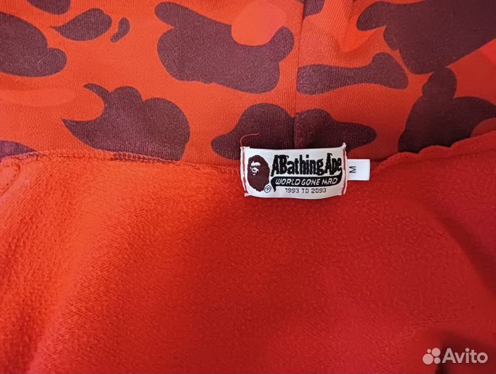Зип - худи bape. Красный цвет