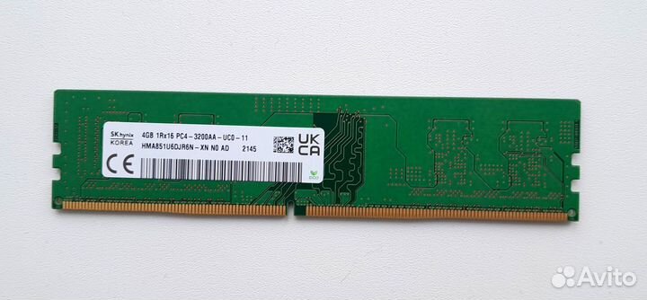 Оперативная память DDR4 Hynix 4Gb 3200 мгц