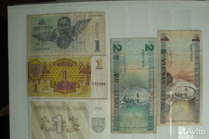 Банкноты Грузия, Латвия, Литва