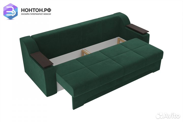 Диван еврокнижка Сенатор велюр зеленый